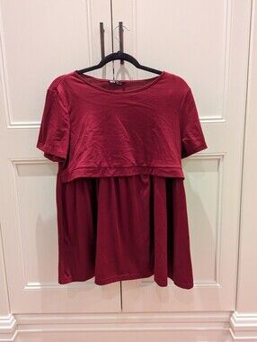 Nursing Short Sleeve Top Dark Red